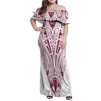 Queensland Maori Rugby Nga Hau e Wha Family Matching Off Shoulder Maxi Dress and Hawaiian Shirt White Motif