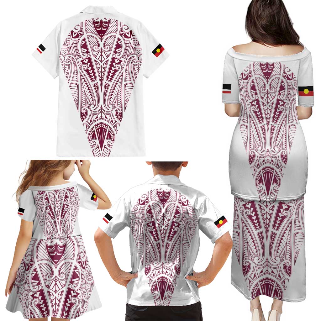 Queensland Maori Rugby Nga Hau e Wha Family Matching Puletasi and Hawaiian Shirt White Motif