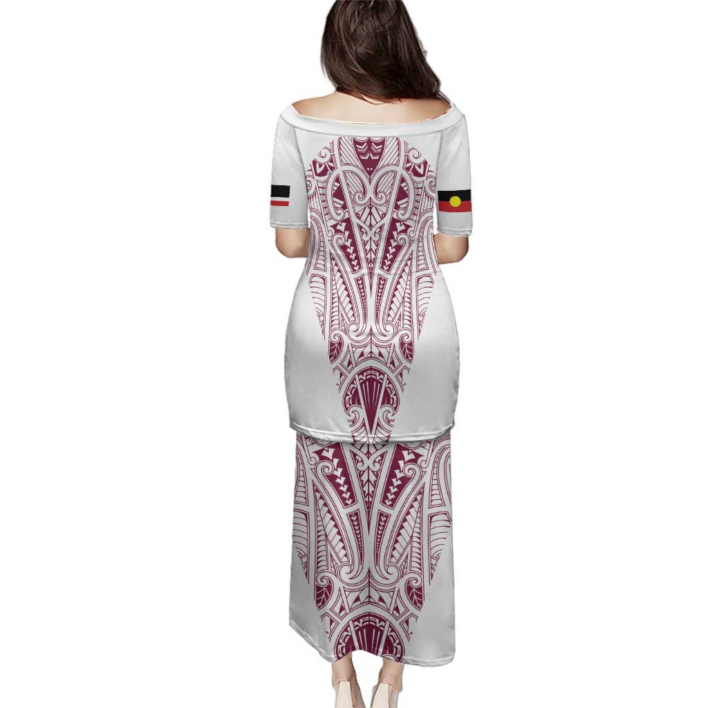 Queensland Maori Rugby Nga Hau e Wha Family Matching Puletasi and Hawaiian Shirt White Motif