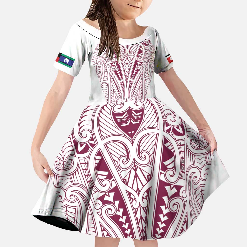Queensland Maori Rugby Nga Hau e Wha Family Matching Summer Maxi Dress and Hawaiian Shirt White Motif