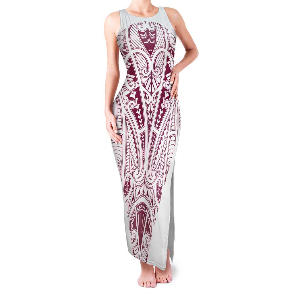 Queensland Maori Rugby Nga Hau e Wha Family Matching Tank Maxi Dress and Hawaiian Shirt White Motif
