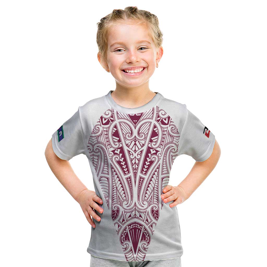 Queensland Maori Rugby Nga Hau e Wha Kid T Shirt White Motif LT9 White - Polynesian Pride