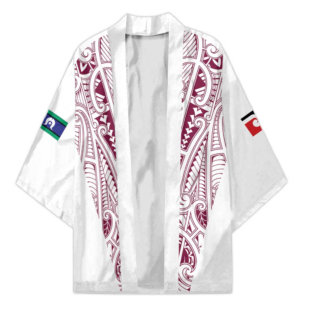 Queensland Maori Rugby Nga Hau e Wha Kimono White Motif - Polynesian Pride
