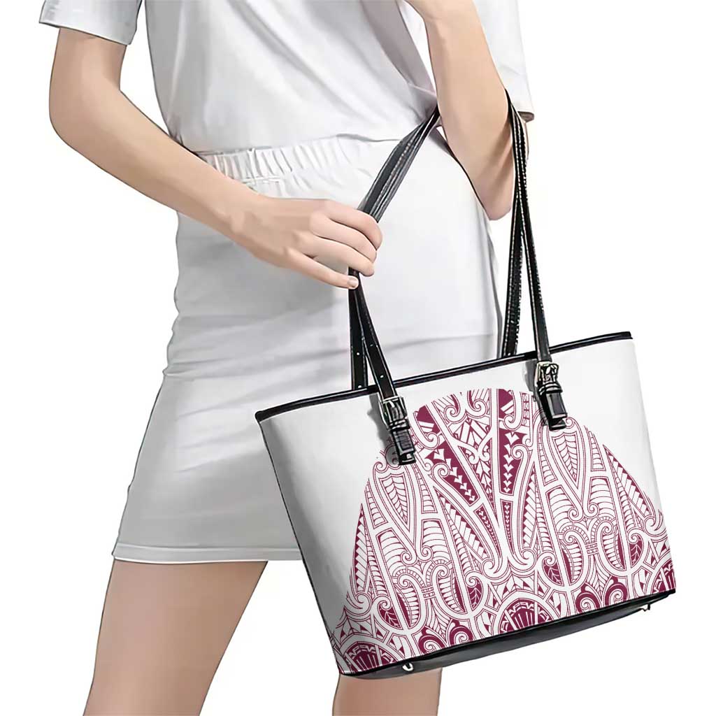 Queensland Maori Rugby Nga Hau e Wha Leather Tote Bag White Motif