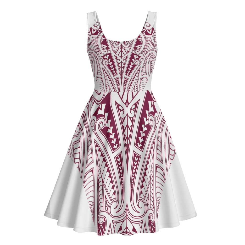Queensland Maori Rugby Nga Hau e Wha Midi Dress White Motif - Polynesian Pride