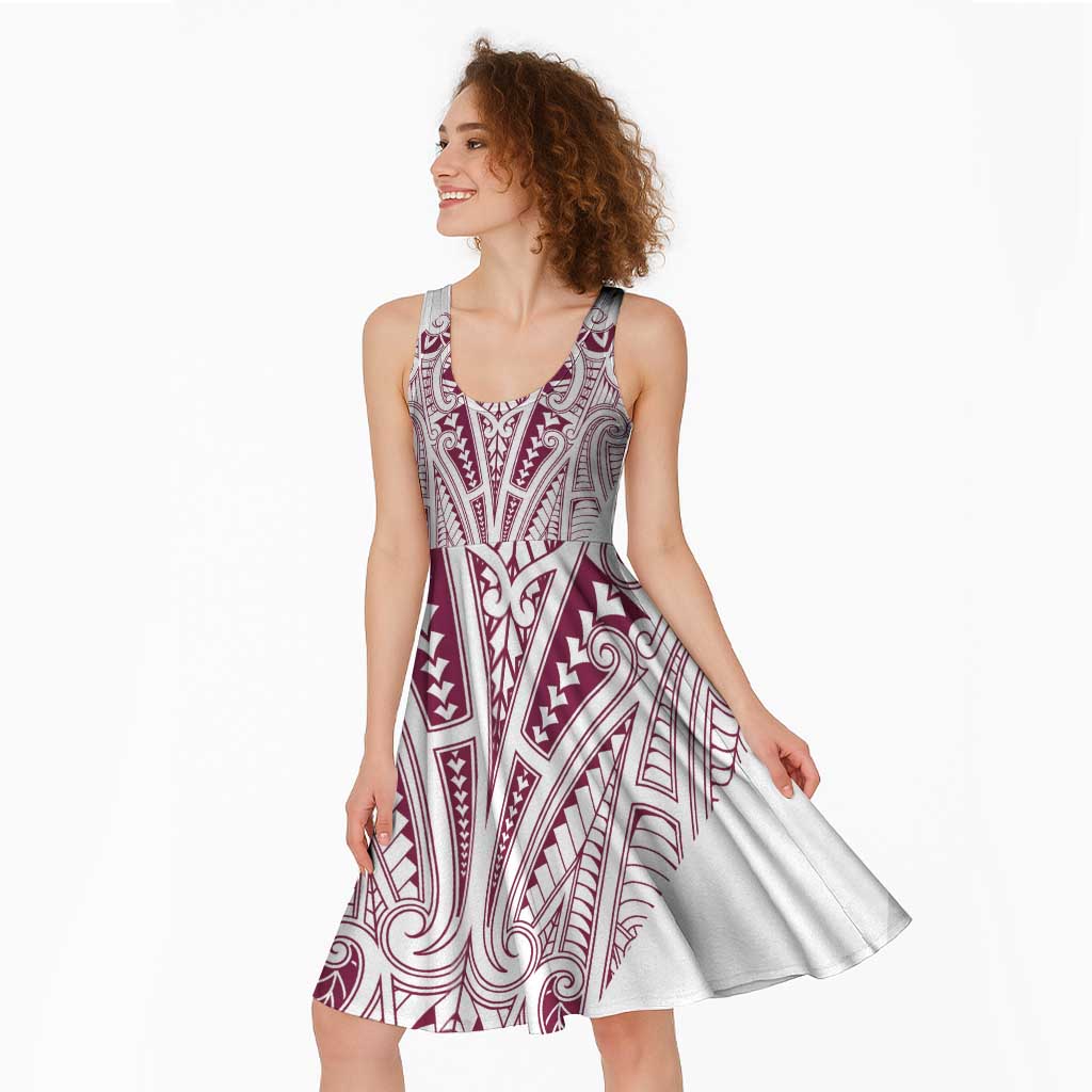 Queensland Maori Rugby Nga Hau e Wha Midi Dress White Motif - Polynesian Pride