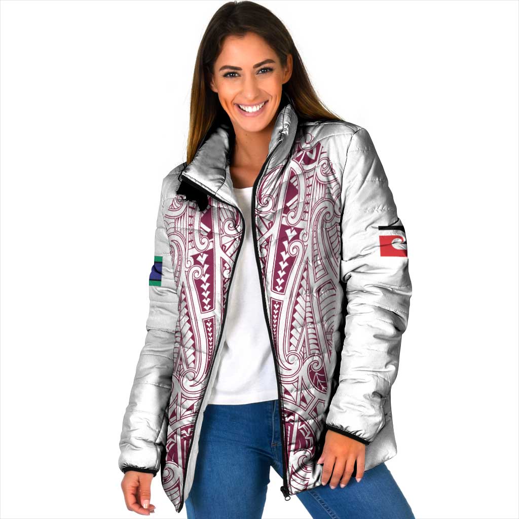 Queensland Maori Rugby Nga Hau e Wha Padded Jacket White Motif - Polynesian Pride