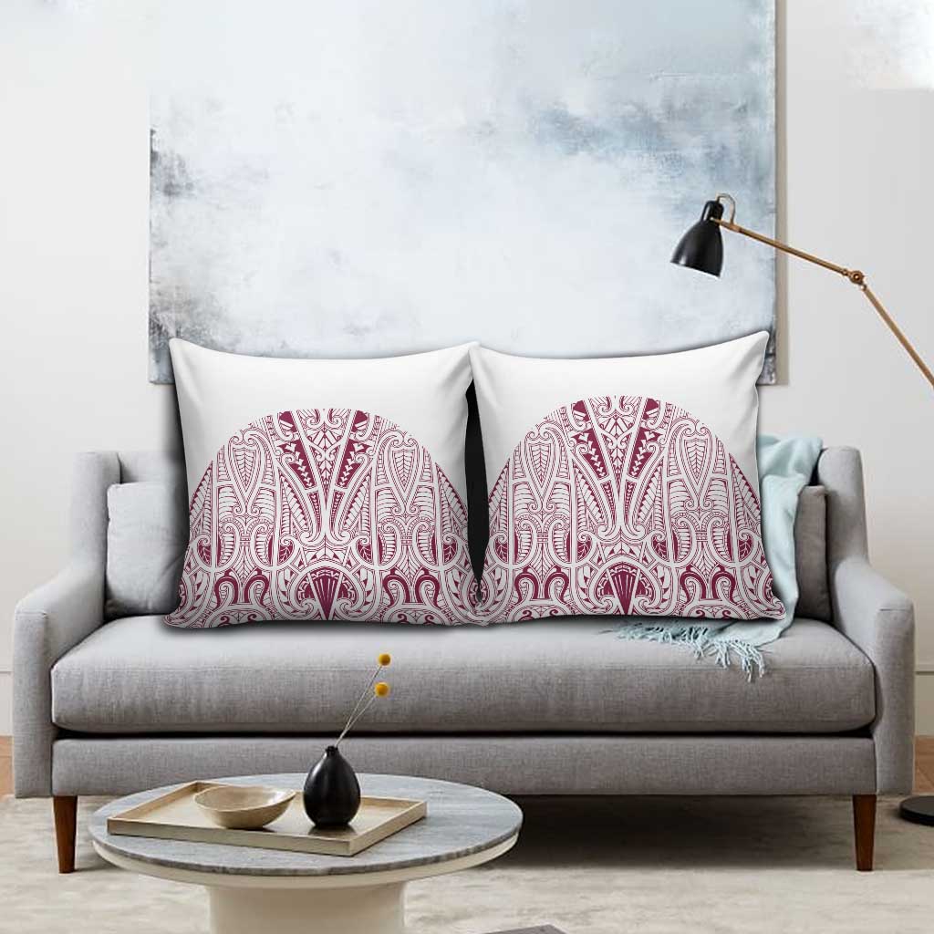 Queensland Maori Rugby Nga Hau e Wha Pillow Cover White Motif - Polynesian Pride