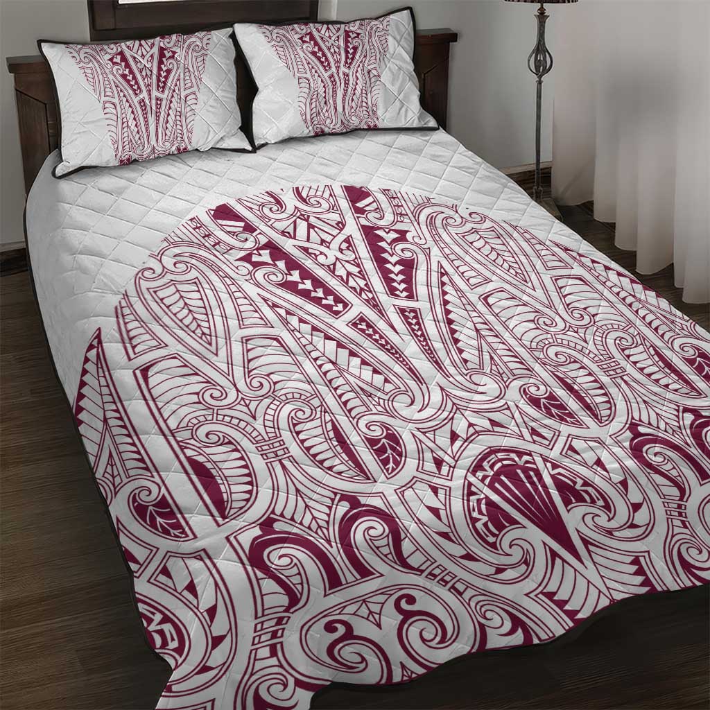 Queensland Maori Rugby Nga Hau e Wha Quilt Bed Set White Motif LT9 White - Polynesian Pride