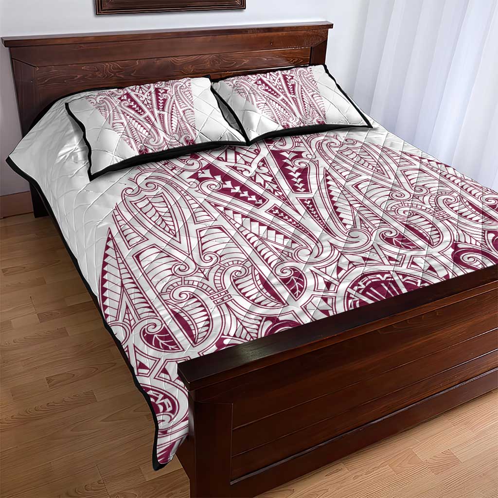 Queensland Maori Rugby Nga Hau e Wha Quilt Bed Set White Motif