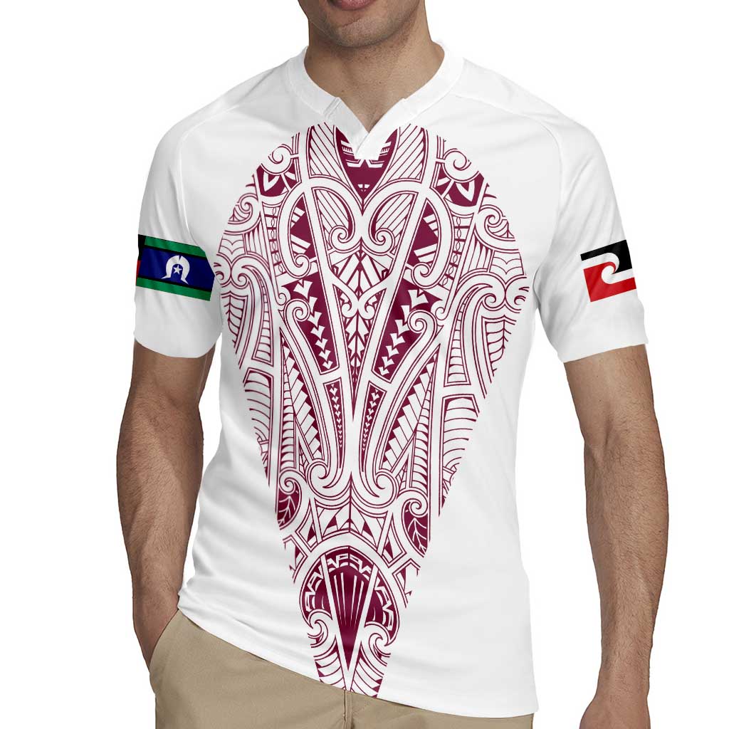 Queensland Maori Rugby Nga Hau e Wha Rugby Jersey White Motif