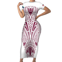 Queensland Maori Rugby Nga Hau e Wha Short Sleeve Bodycon Dress White Motif
