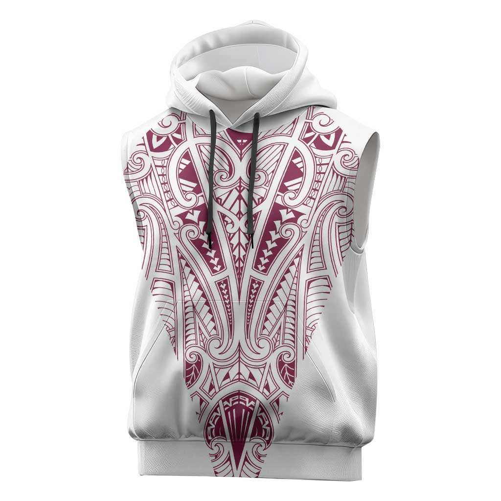 Queensland Maori Rugby Nga Hau e Wha Sleeveless Hoodie White Motif - Polynesian Pride