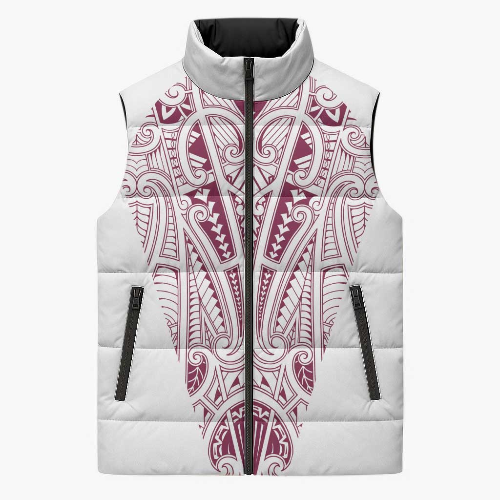 Queensland Maori Rugby Nga Hau e Wha Sleeveless Puffer Jacket White Motif - Polynesian Pride