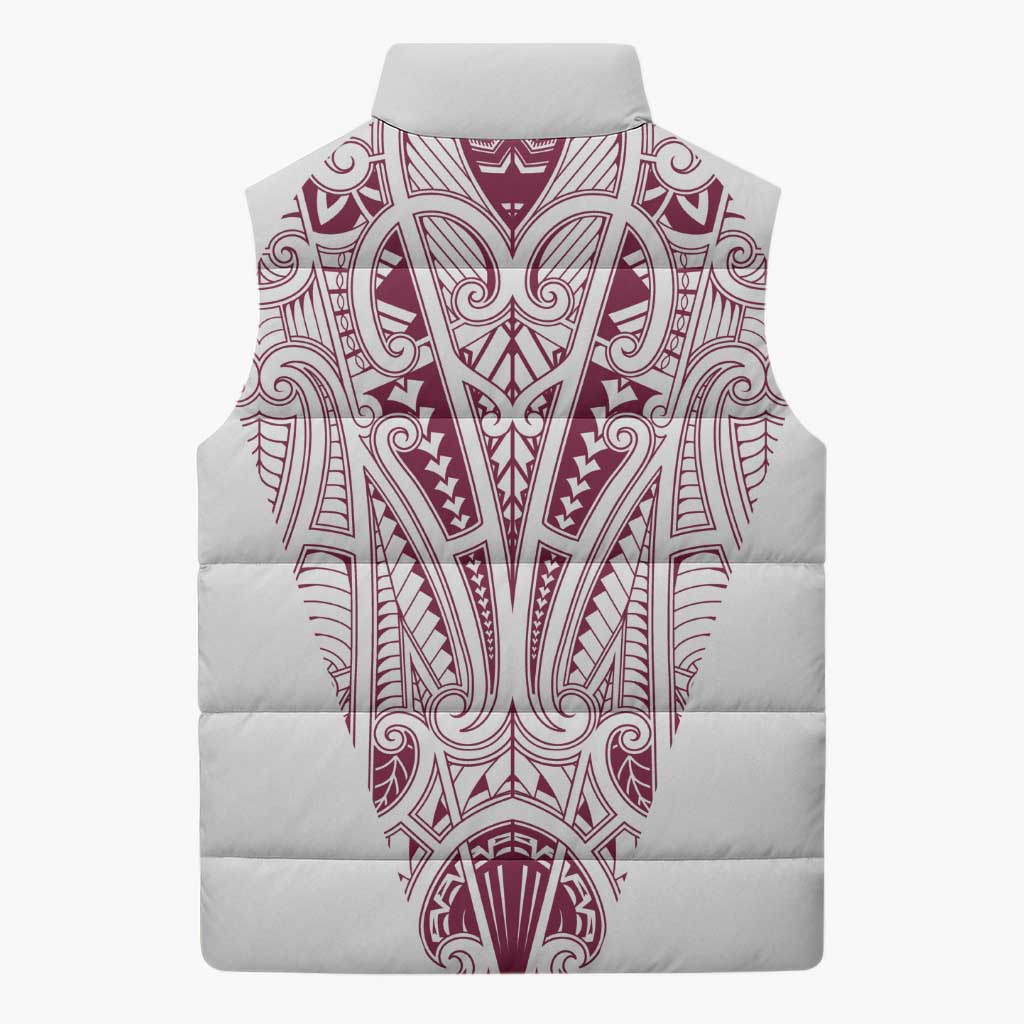 Queensland Maori Rugby Nga Hau e Wha Sleeveless Puffer Jacket White Motif - Polynesian Pride