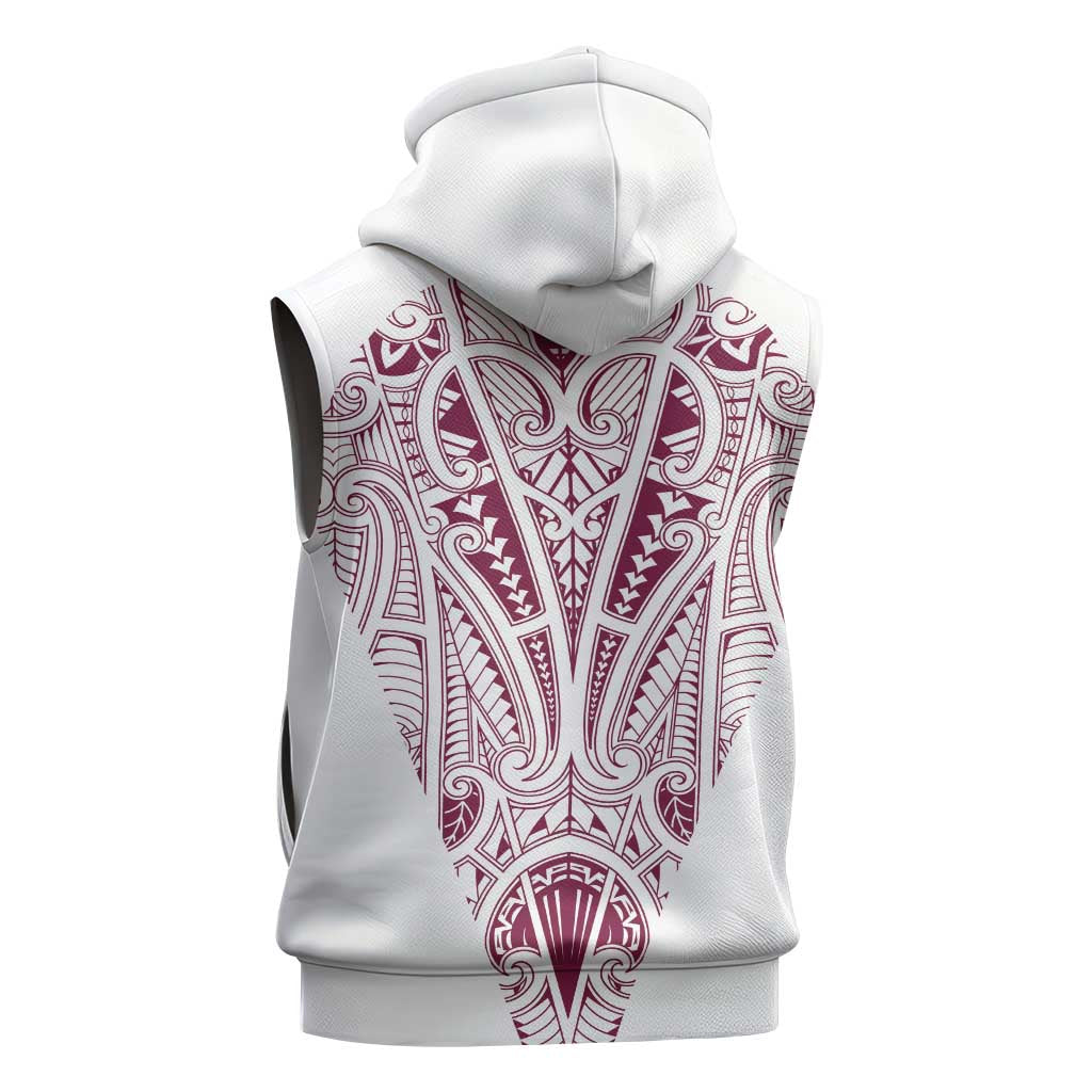 Queensland Maori Rugby Nga Hau e Wha Sleeveless Zip Hoodie White Motif - Polynesian Pride
