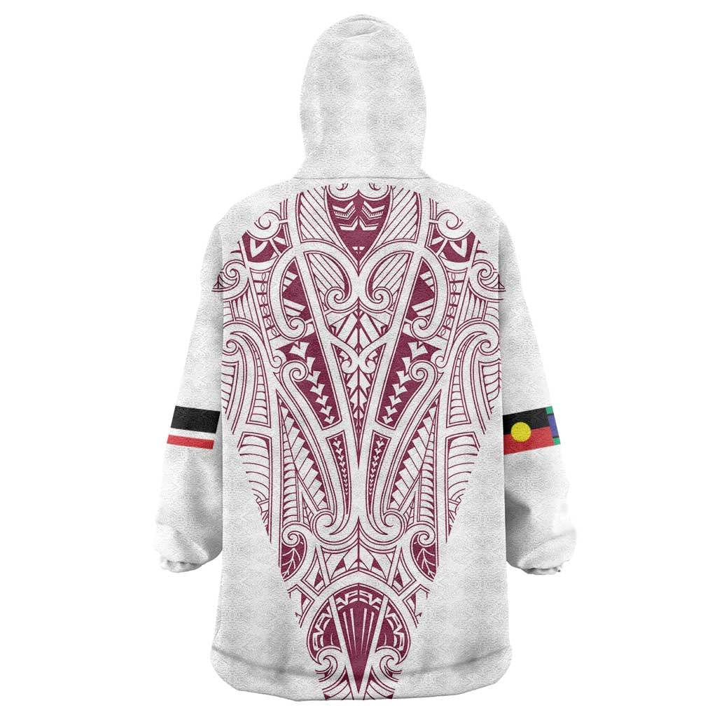 Queensland Maori Rugby Nga Hau e Wha Wearable Blanket Hoodie White Motif