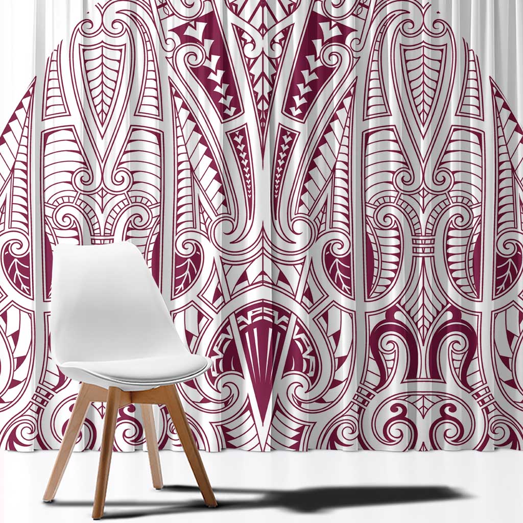 Queensland Maori Rugby Nga Hau e Wha Window Curtain White Motif