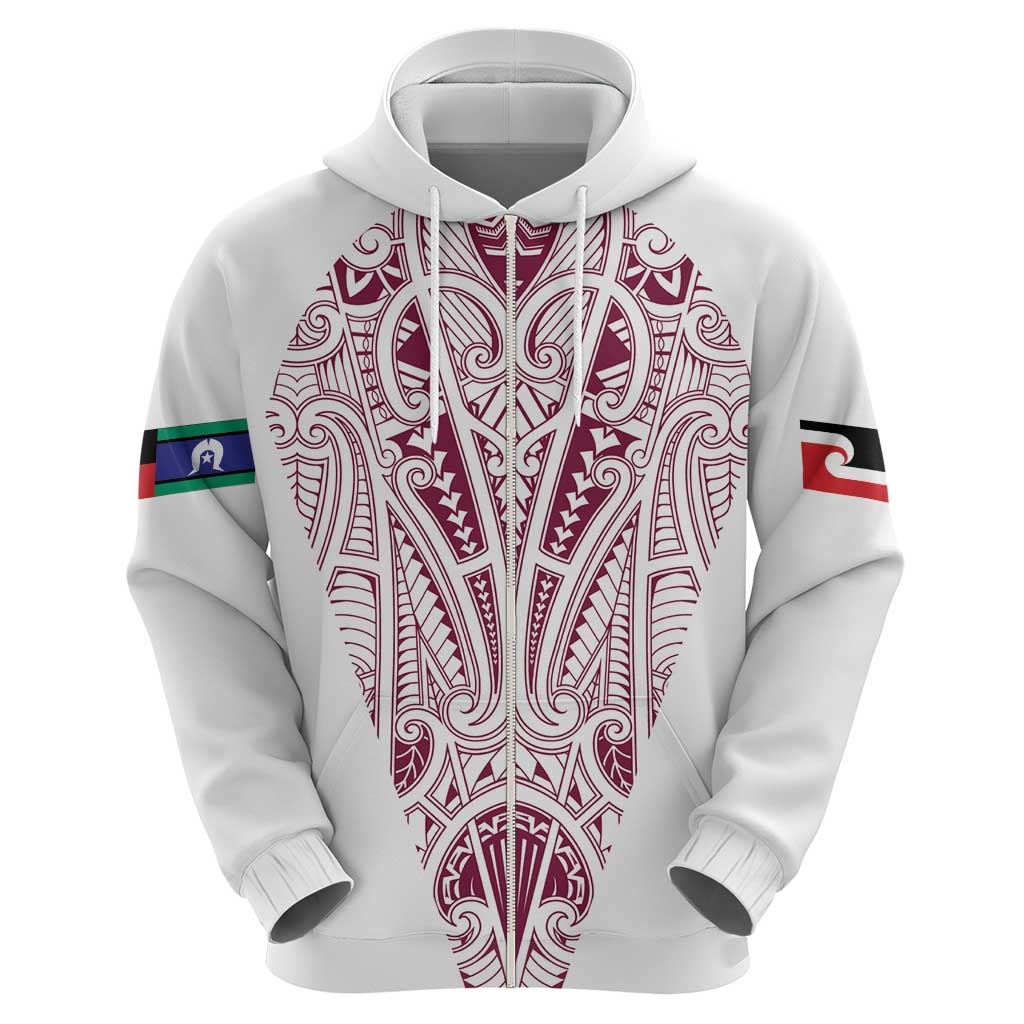 Queensland Maori Rugby Nga Hau e Wha Zip Hoodie White Motif