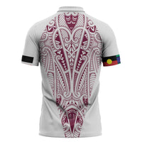 Queensland Maori Rugby Nga Hau e Wha Zipper Polo Shirt White Motif - Polynesian Pride