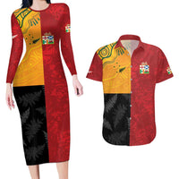 Custom British Lions-AUNZ Couples Matching Long Sleeve Bodycon Dress and Hawaiian Shirt Australia-New Zealand Indigenous Motif