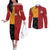 Custom British Lions-AUNZ Couples Matching Off The Shoulder Long Sleeve Dress and Long Sleeve Button Shirt Australia-New Zealand Indigenous Motif