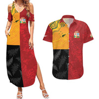 Custom British Lions-AUNZ Couples Matching Summer Maxi Dress and Hawaiian Shirt Australia-New Zealand Indigenous Motif