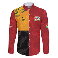 Custom British Lions-AUNZ Family Matching Mermaid Dress and Hawaiian Shirt Australia-New Zealand Indigenous Motif LT9 Dad's Shirt - Long Sleeve Red - Polynesian Pride