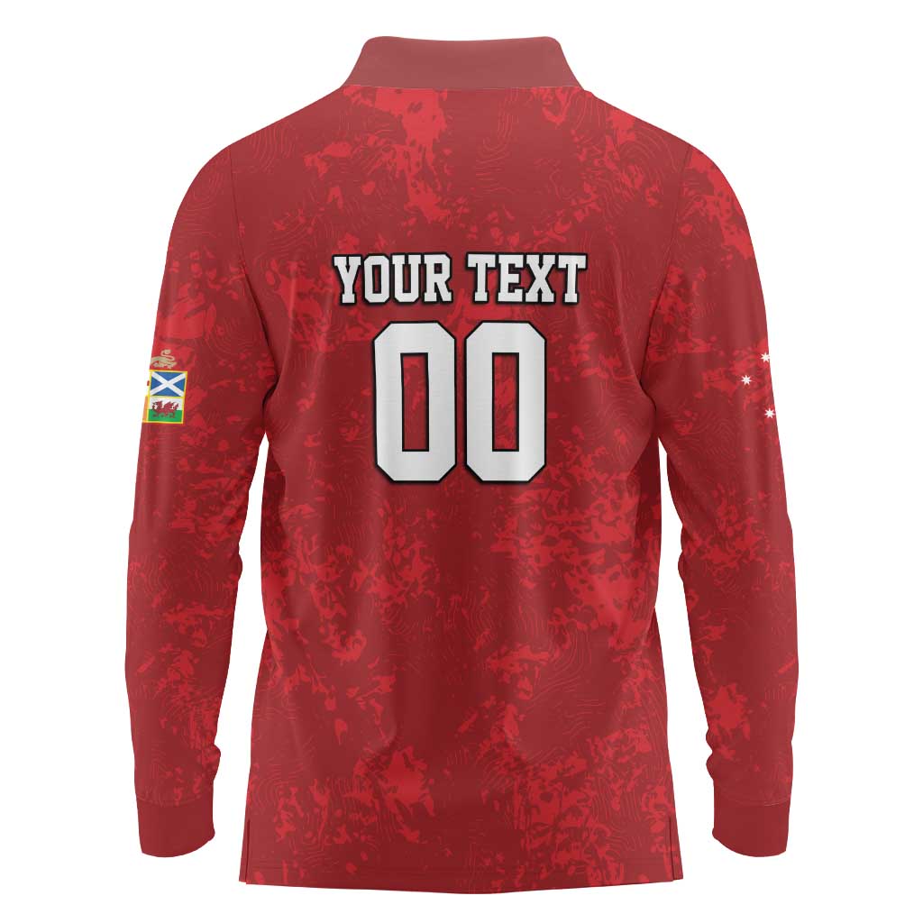 Custom British Lions-AUNZ Long Sleeve Polo Shirt Australia-New Zealand Indigenous Motif