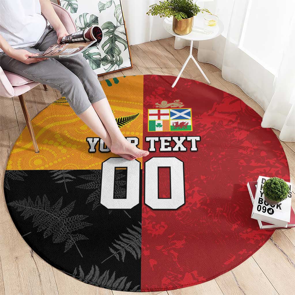 Custom British Lions-AUNZ Round Carpet Australia-New Zealand Indigenous Motif