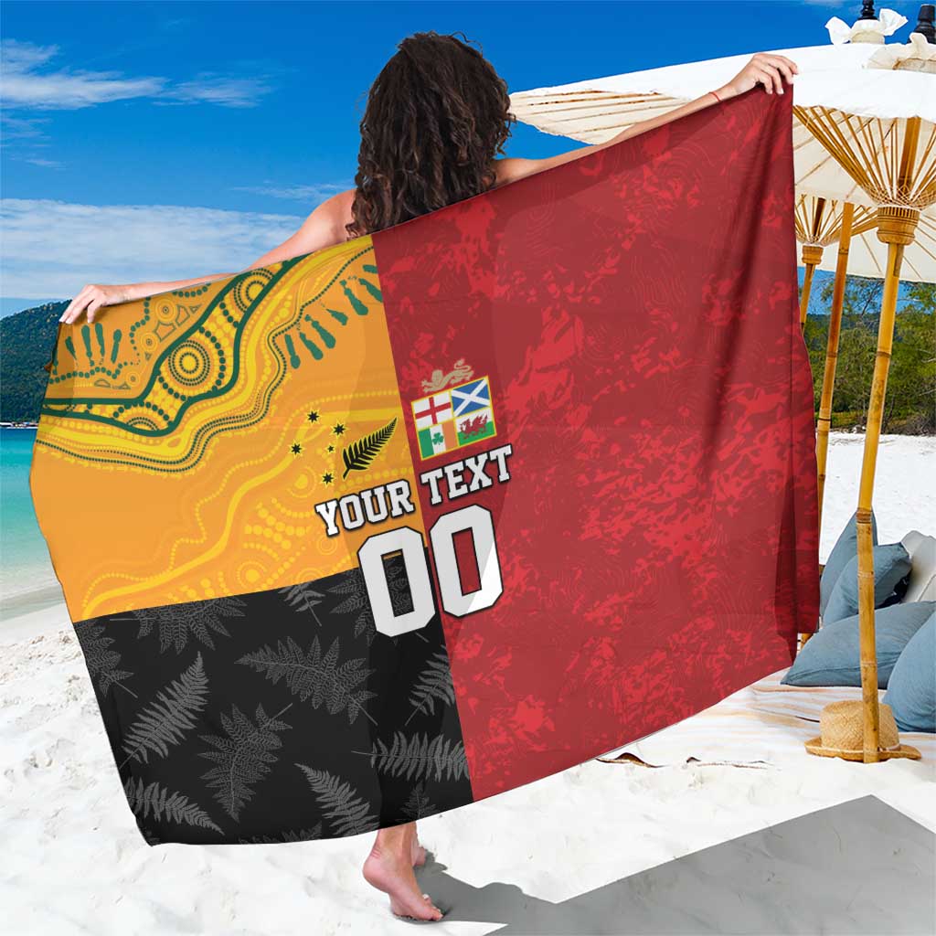 Custom British Lions-AUNZ Sarong Australia-New Zealand Indigenous Motif LT9 One Size 44 x 66 inches Red - Polynesian Pride
