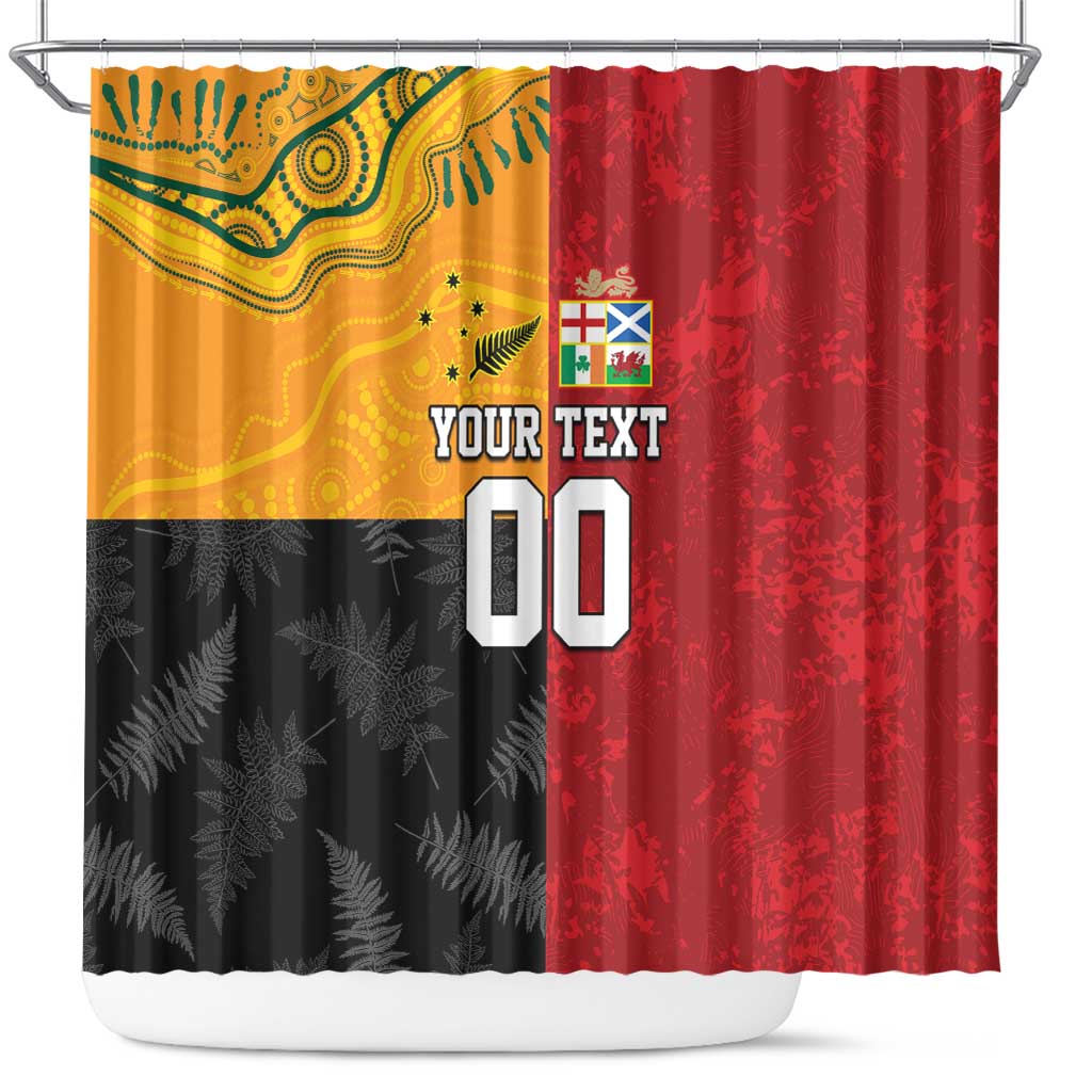 Custom British Lions-AUNZ Shower Curtain Australia-New Zealand Indigenous Motif LT9 Red - Polynesian Pride