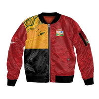 Custom British Lions-AUNZ Sleeve Zip Bomber Jacket Australia-New Zealand Indigenous Motif LT9 Unisex Red - Polynesian Pride