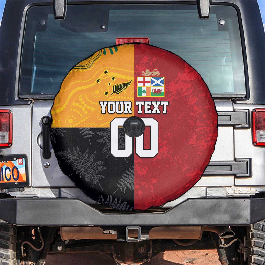 Custom British Lions-AUNZ Spare Tire Cover Australia-New Zealand Indigenous Motif LT9 Red - Polynesian Pride