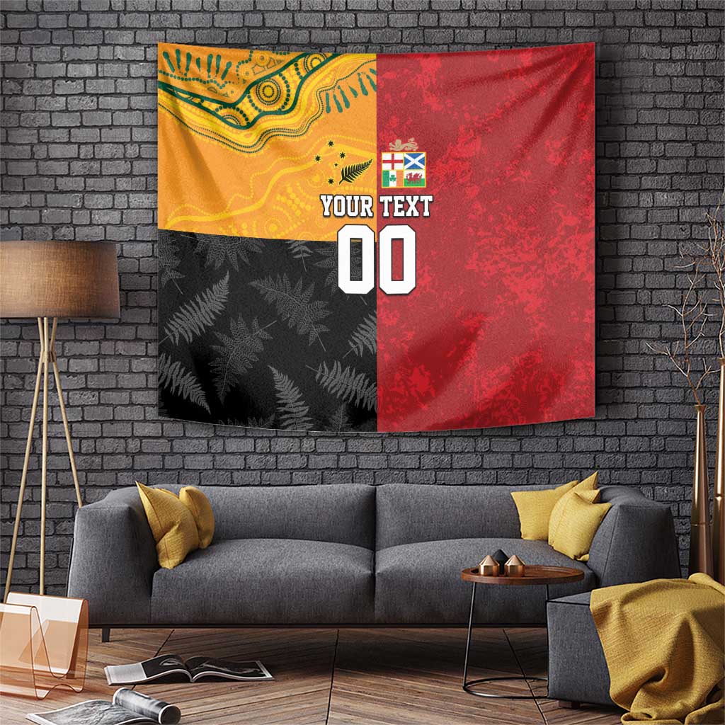 Custom British Lions-AUNZ Tapestry Australia-New Zealand Indigenous Motif LT9 Red - Polynesian Pride