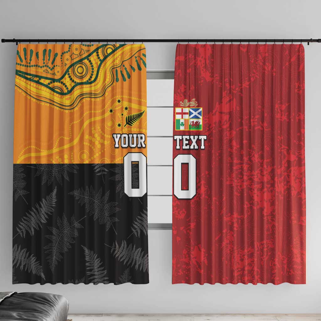 Custom British Lions-AUNZ Window Curtain Australia-New Zealand Indigenous Motif LT9 With Hooks Red - Polynesian Pride