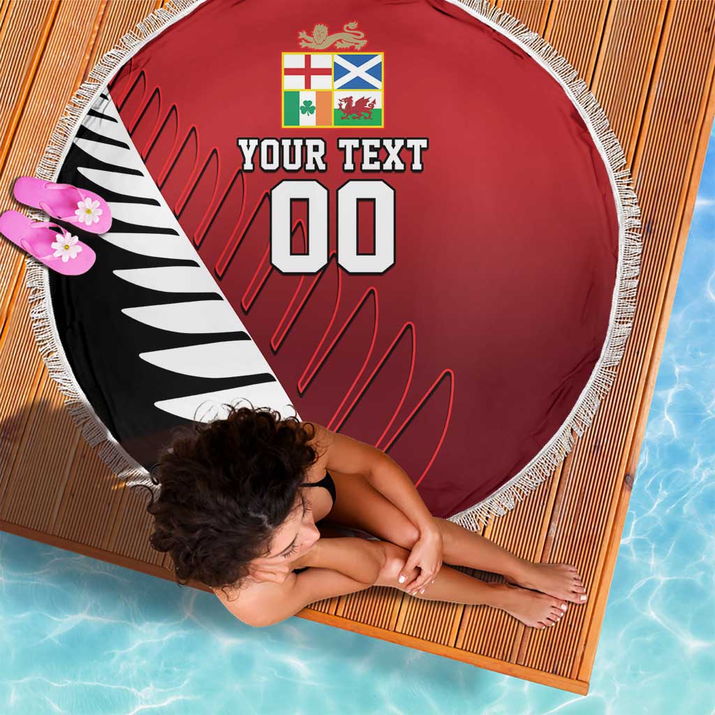 Custom British Lions New Zealand Beach Blanket Half Black Fern