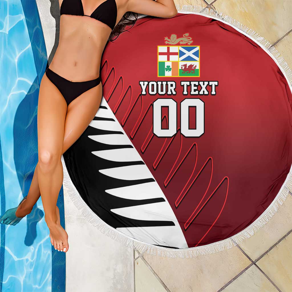 Custom British Lions New Zealand Beach Blanket Half Black Fern