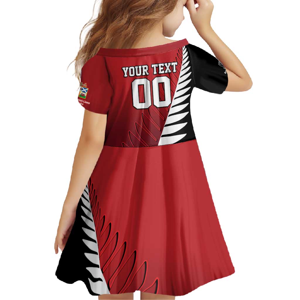 Custom British Lions New Zealand Family Matching Long Sleeve Bodycon Dress and Hawaiian Shirt Half Black Fern LT9 - Polynesian Pride