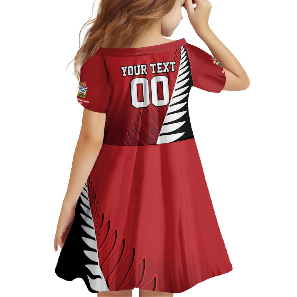 Custom British Lions New Zealand Family Matching Off Shoulder Maxi Dress and Hawaiian Shirt Half Black Fern