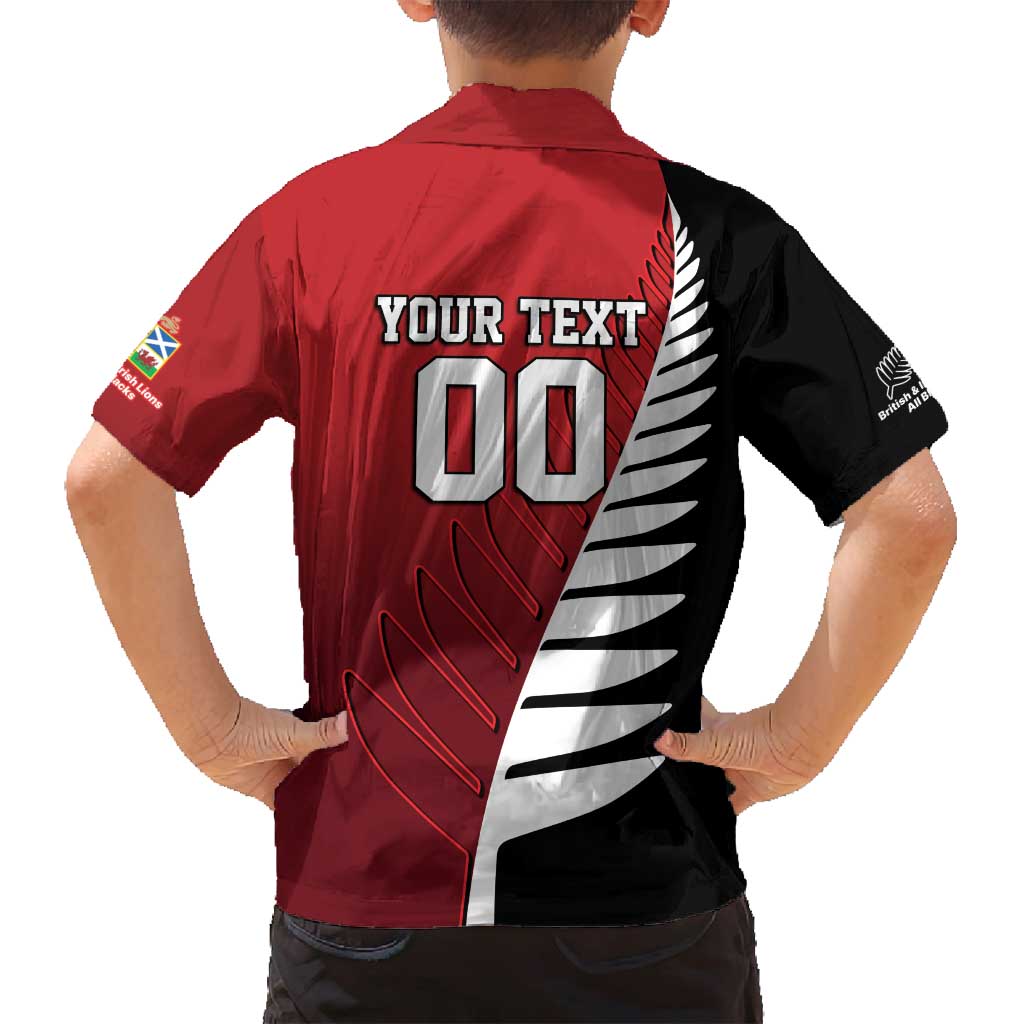 Custom British Lions New Zealand Family Matching Puletasi and Hawaiian Shirt Half Black Fern