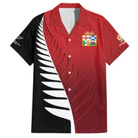 Custom British Lions New Zealand Family Matching Short Sleeve Bodycon Dress and Hawaiian Shirt Half Black Fern LT9 Dad's Shirt - Short Sleeve Red - Polynesian Pride