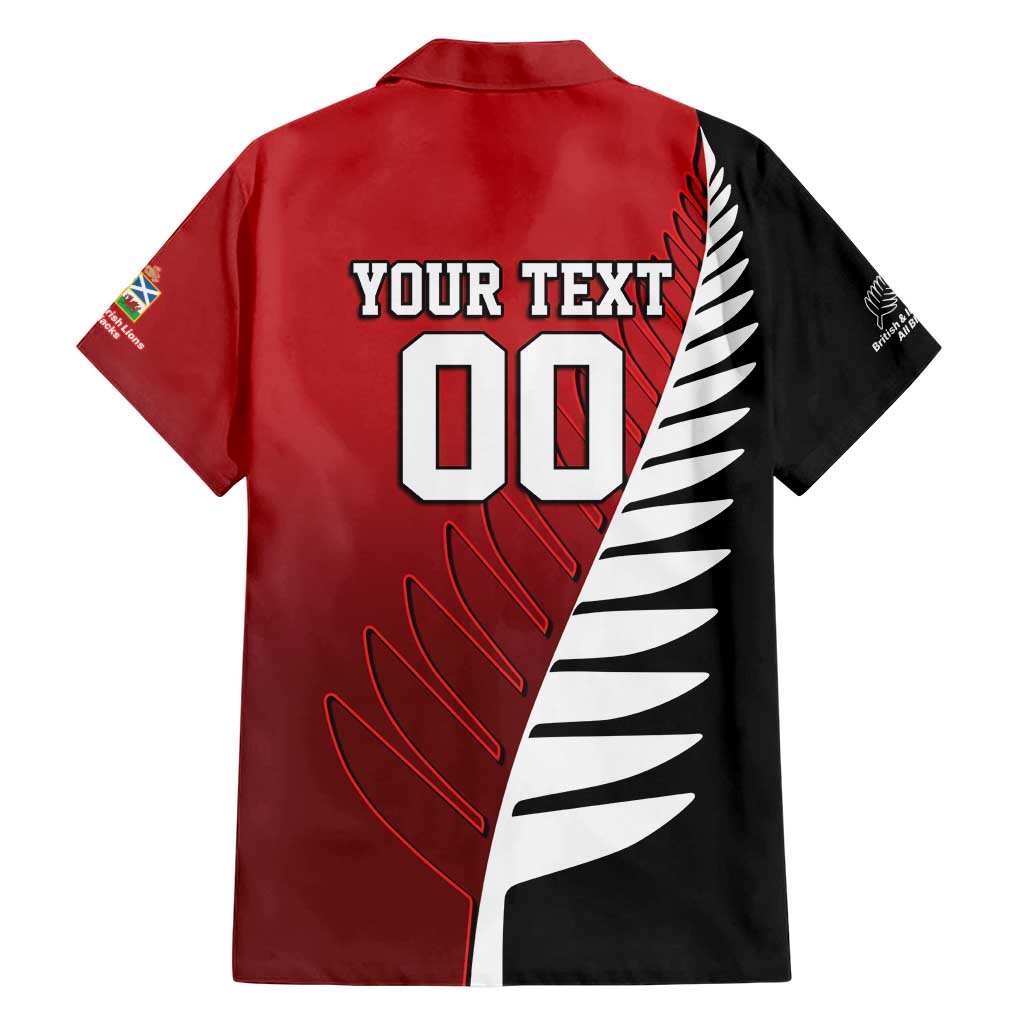 Custom British Lions New Zealand Family Matching Short Sleeve Bodycon Dress and Hawaiian Shirt Half Black Fern LT9 - Polynesian Pride