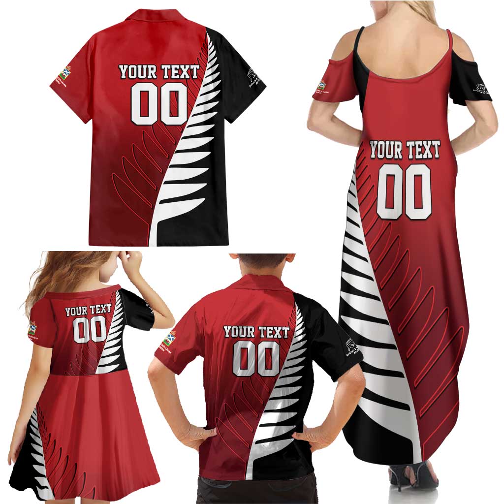 Custom British Lions New Zealand Family Matching Summer Maxi Dress and Hawaiian Shirt Half Black Fern