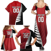 Custom British Lions New Zealand Family Matching Summer Maxi Dress and Hawaiian Shirt Half Black Fern