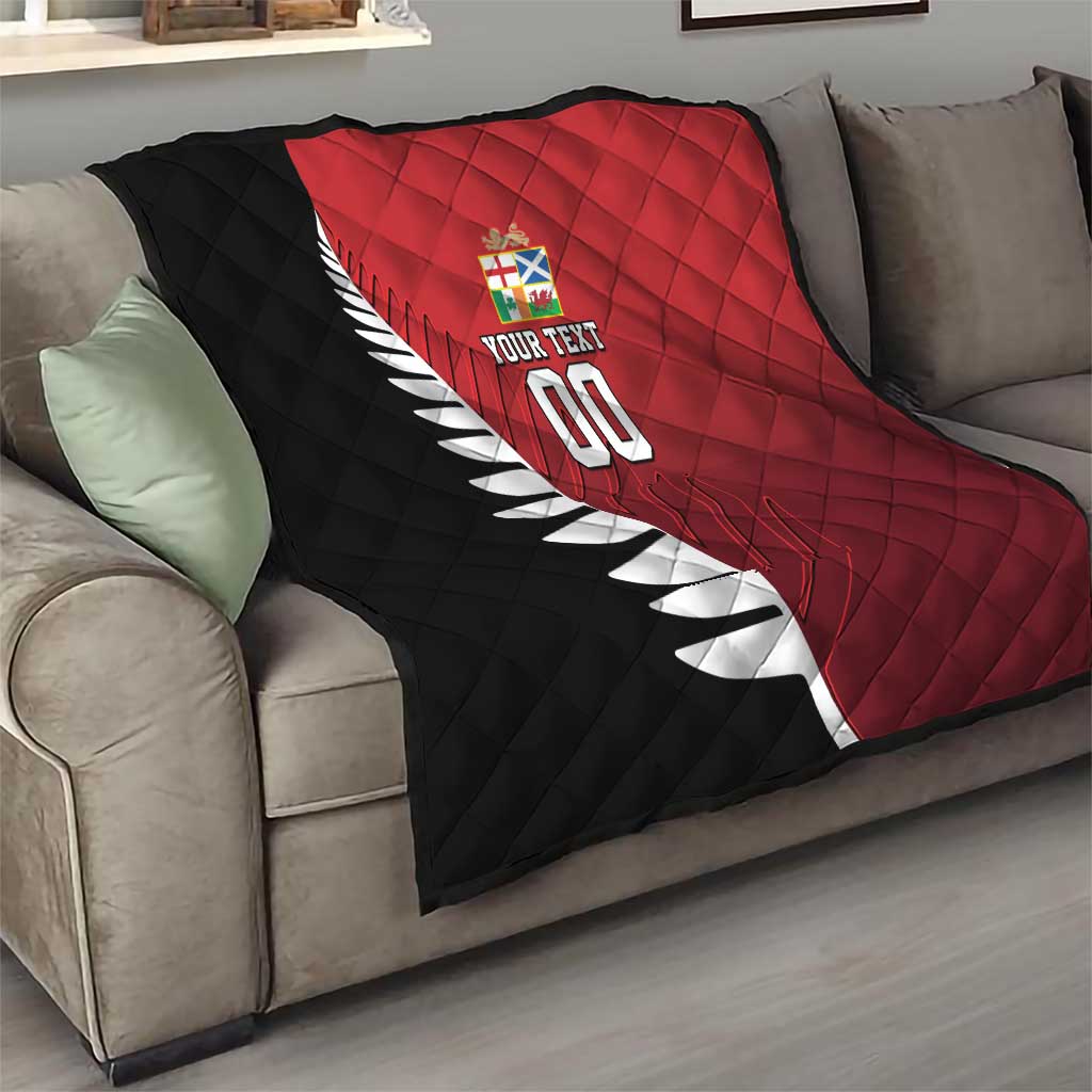 Custom British Lions New Zealand Quilt Half Black Fern