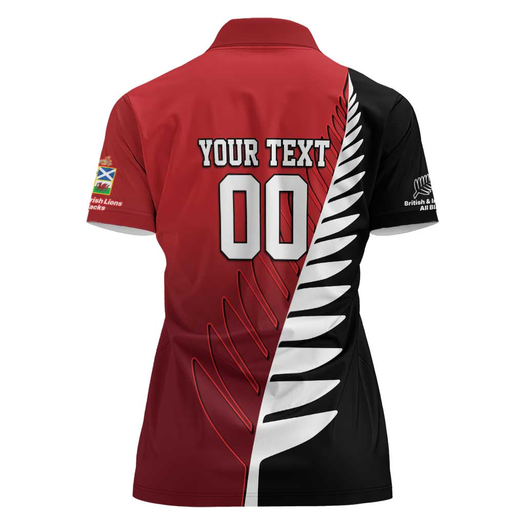 Custom British Lions New Zealand Women Polo Shirt Half Black Fern