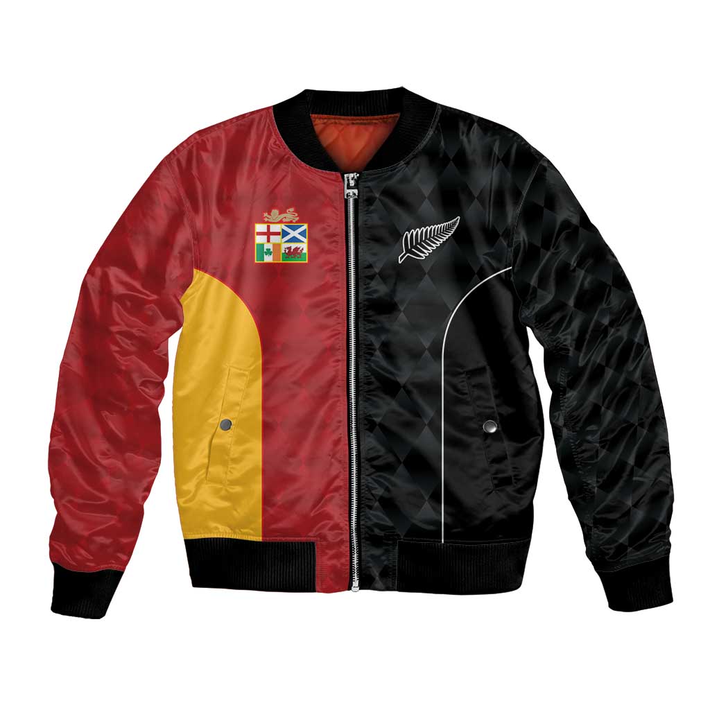 Custom British Lions New Zealand Bomber Jacket Sporty Style LT9 Unisex Black - Polynesian Pride