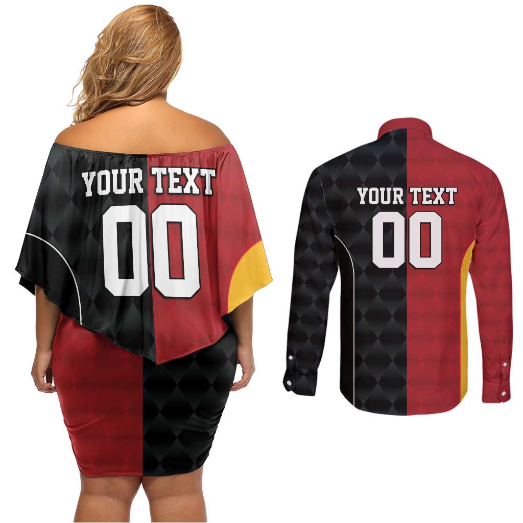 Custom British Lions New Zealand Couples Matching Off Shoulder Short Dress and Long Sleeve Button Shirt Sporty Style LT9 - Polynesian Pride