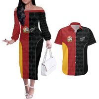 Custom British Lions New Zealand Couples Matching Off The Shoulder Long Sleeve Dress and Hawaiian Shirt Sporty Style